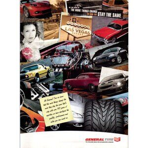 2008 General Tire Classic Car Photo Collage Vintage Print Ad Mustang Wall Art